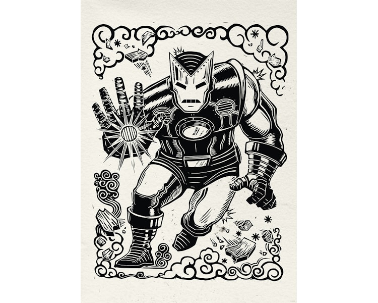 Marvel Iron Man Lino-Cut